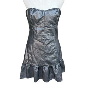 Cotton Candy LA Black Vegan Leather Fit and Flare Dress Size S